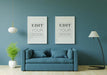 Free Poster Frame In Living Room Mockup Psd