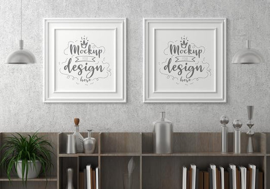 Free Poster Frame In Living Room Mockup Psd