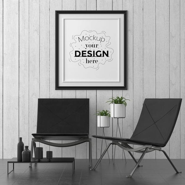 Free Poster Frame In Living Room Mockup Psd