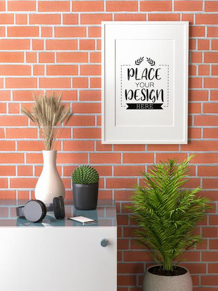 Free Poster Frame In Living Room Mockup Psd