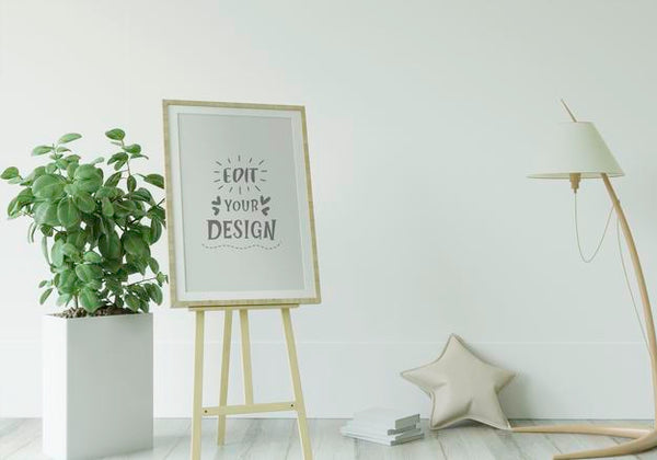 Free Poster Frame In Living Room Mockup Psd