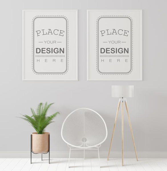 Free Poster Frame In Living Room Mockup Psd