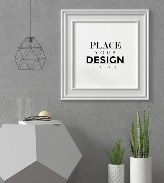 Free Poster Frame In Living Room Mockup Psd