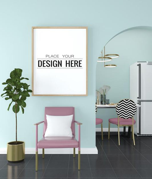 Free Poster Frame In Living Room Mockup Psd