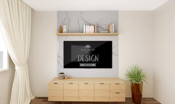 Free Poster Frame In Living Room Mockup Psd