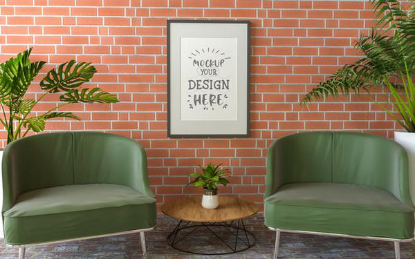 Free Poster Frame In Living Room Mockup Psd