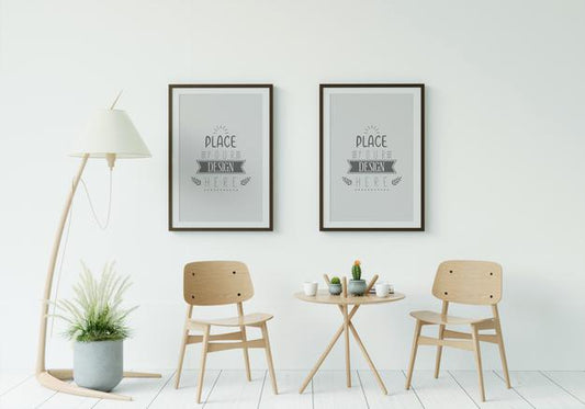 Free Poster Frame In Living Room Mockup Psd