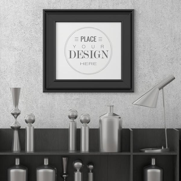 Free Poster Frame In Living Room Mockup Psd