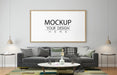 Free Poster Frame In Living Room Mockup Psd