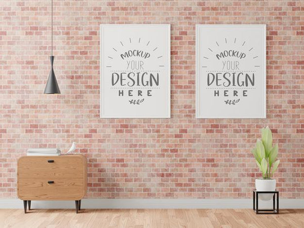 Free Poster Frame In Living Room Mockup Psd