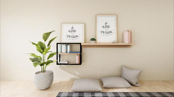 Free Poster Frame In Living Room Mockup Psd