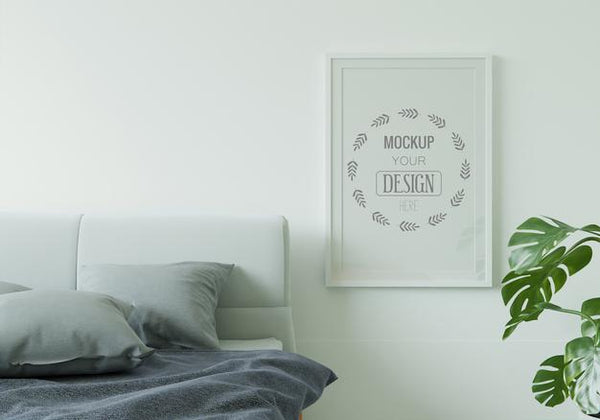 Free Poster Frame In Living Room Mockup Psd