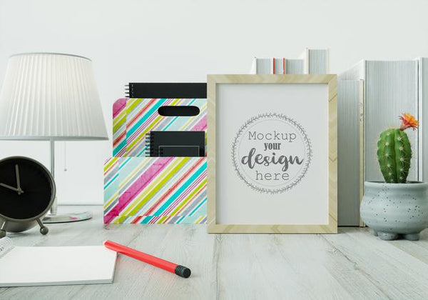 Free Poster Frame In Living Room Mockup Psd