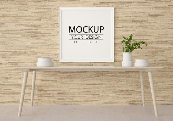 Free Poster Frame In Living Room Mockup Psd