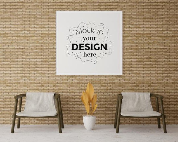 Free Poster Frame In Living Room Mockup Psd