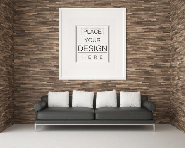 Free Poster Frame In Living Room Mockup Psd