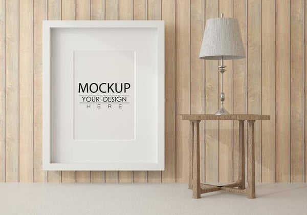 Free Poster Frame In Living Room Mockup Psd