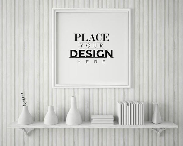 Free Poster Frame In Living Room Mockup Psd