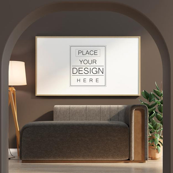 Free Poster Frame In Living Room Mockup Psd