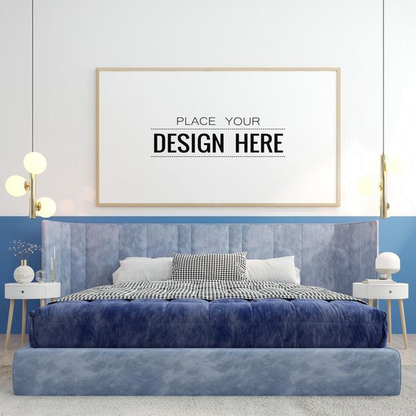 Free Poster Frame In Living Room Mockup Psd