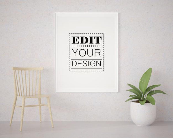 Free Poster Frame In Living Room Mockup Psd