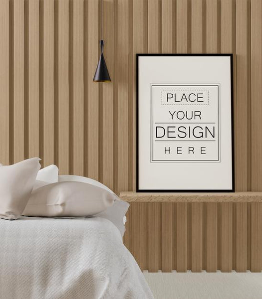 Free Poster Frame In Living Room Mockup Psd