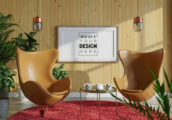 Free Poster Frame In Living Room Mockup Psd