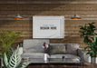 Free Poster Frame In Living Room Mockup Psd