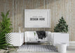 Free Poster Frame In Living Room Mockup Psd