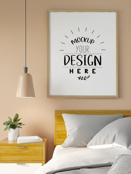 Free Poster Frame In Living Room Mockup Psd