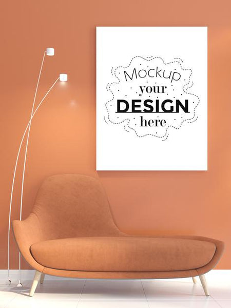 Free Poster Frame In Living Room Mockup Psd