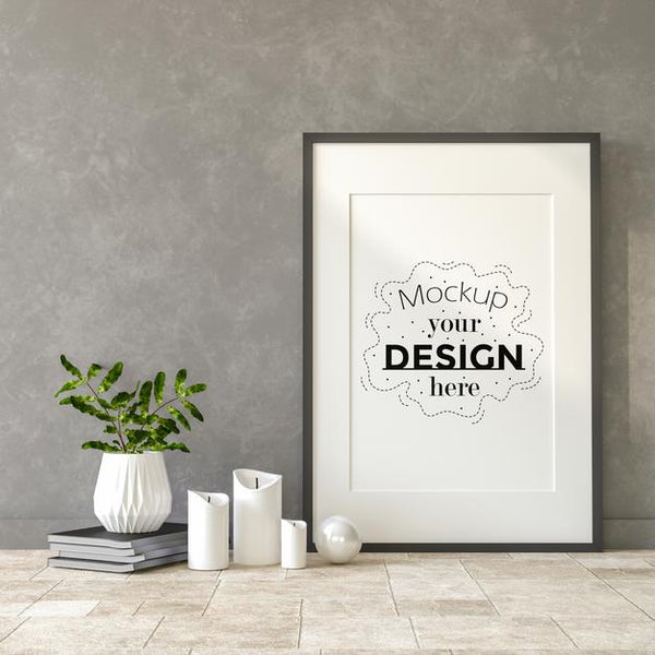 Free Poster Frame In Living Room Mockup Psd