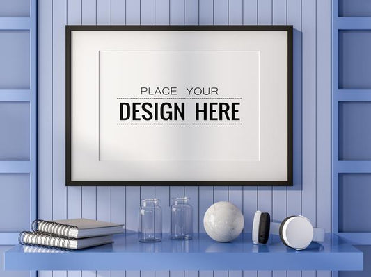 Free Poster Frame In Living Room Mockup Psd