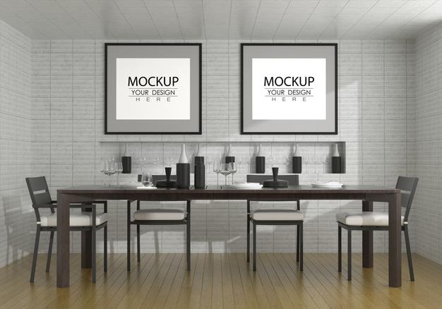 Free Poster Frame In Living Room Psd Mockup Psd