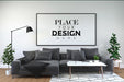 Free Poster Frame In Living Room Psd Mockup Psd