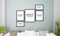 Free Poster Frame In Living Room Psd Mockup Psd