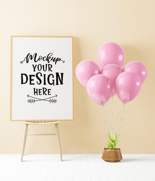 Free Poster Frame In Living Room Psd Mockup Psd