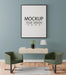 Free Poster Frame In Living Room Psd Mockup Psd