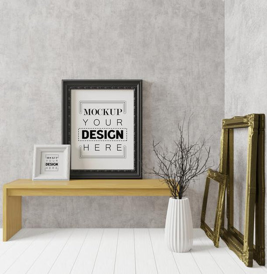 Free Poster Frame In Living Room Psd Mockup Psd
