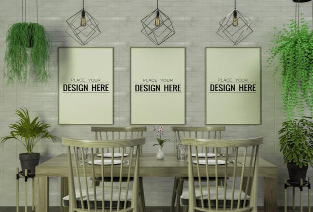 Free Poster Frame In Living Room Psd Mockup Psd