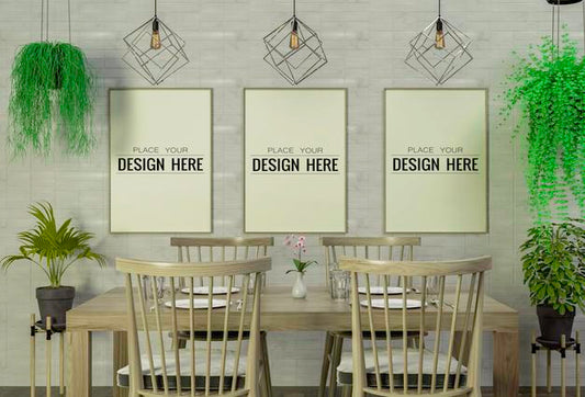 Free Poster Frame In Living Room Psd Mockup Psd