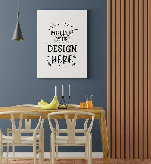 Free Poster Frame In Living Room Psd Mockup Psd