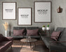 Free Poster Frame In Living Room Psd Mockup Psd
