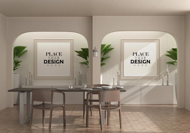 Free Poster Frame In Living Room Psd Mockup Psd