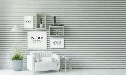 Free Poster Frame In Living Room Psd Mockup Psd