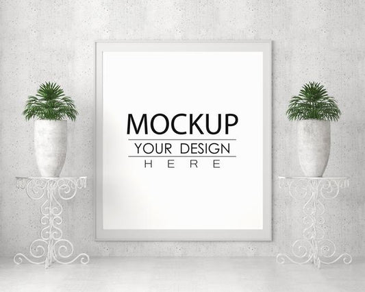 Free Poster Frame In Living Room Psd Mockup Psd