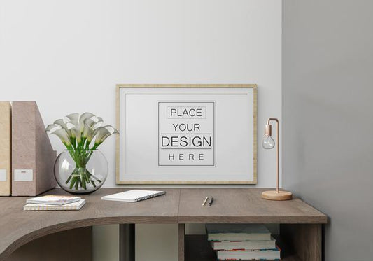 Free Poster Frame In Living Room Psd Mockup Psd