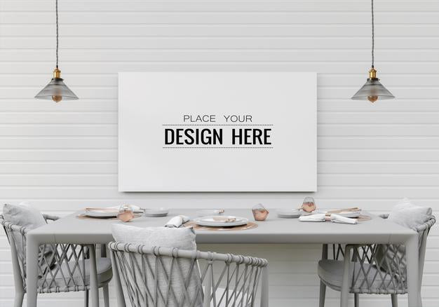 Free Poster Frame In Living Room Psd Mockup Psd