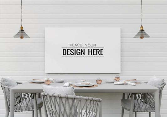 Free Poster Frame In Living Room Psd Mockup Psd