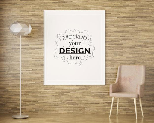 Free Poster Frame In Living Room Psd Mockup Psd